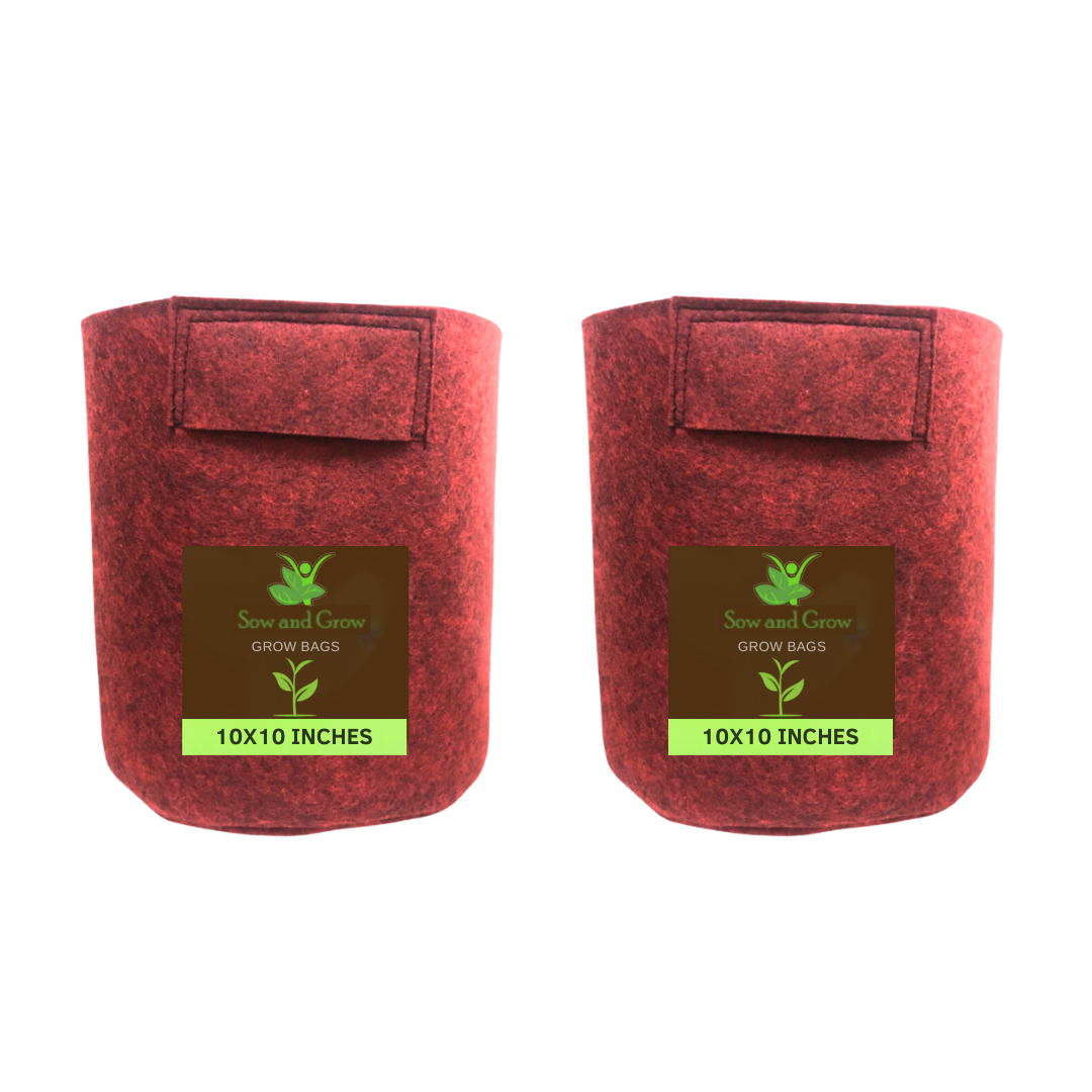 500 GSM Geo Fabric Grow Bag Size 10x10 inches || Heavy Duty For Terrace Garden - Grow Vegetables, Flowers, Herbs