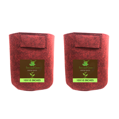 500 GSM Geo Fabric Grow Bag Size 10x10 inches || Heavy Duty For Terrace Garden - Grow Vegetables, Flowers, Herbs