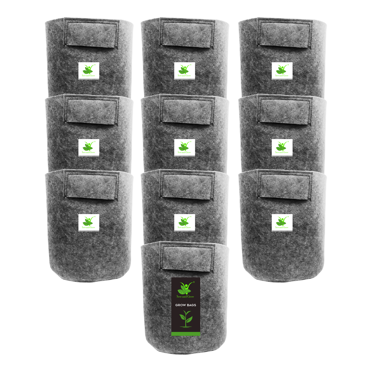 500 GSM Geo Fabric Grow Bag Size 10x10 inches || Heavy Duty For Terrace Garden - Grow Vegetables, Flowers, Herbs