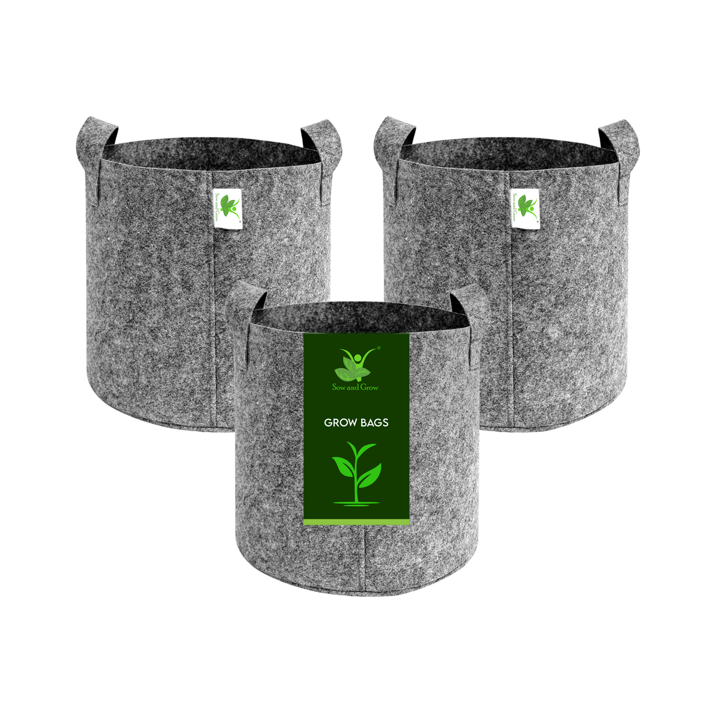 Light Grey 400 GSM Geo Fabric Grow Bag Size 18x18 inches