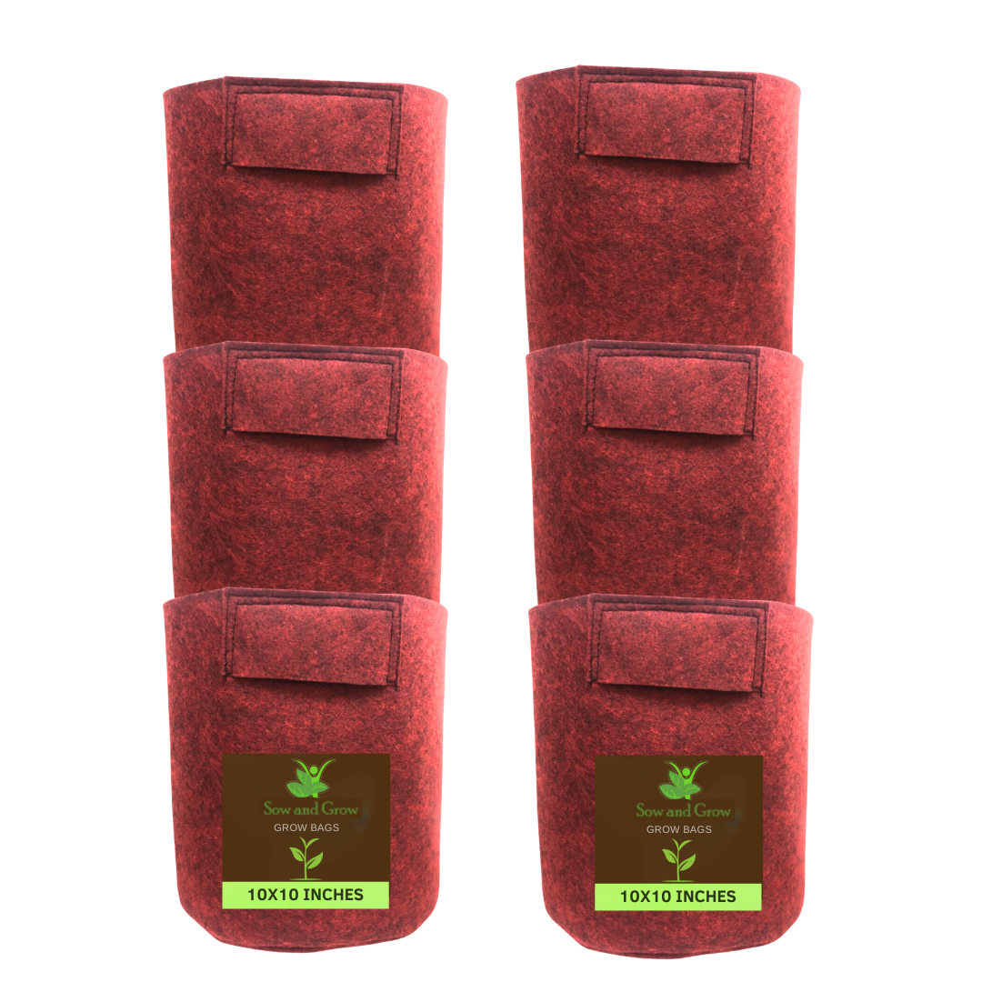 500 GSM Geo Fabric Grow Bag Size 10x10 inches || Heavy Duty For Terrace Garden - Grow Vegetables, Flowers, Herbs