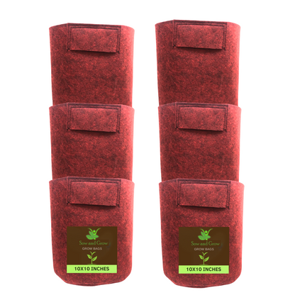 500 GSM Geo Fabric Grow Bag Size 10x10 inches || Heavy Duty For Terrace Garden - Grow Vegetables, Flowers, Herbs