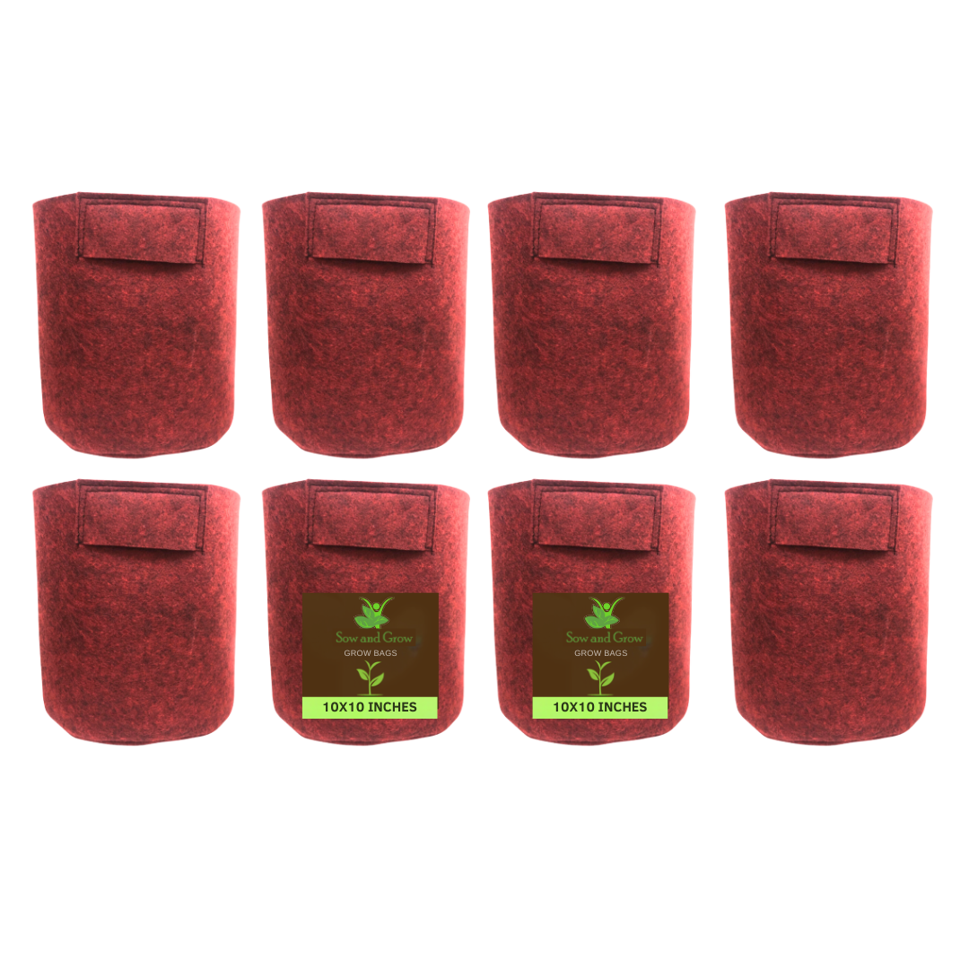 500 GSM Geo Fabric Grow Bag Size 10x10 inches || Heavy Duty For Terrace Garden - Grow Vegetables, Flowers, Herbs