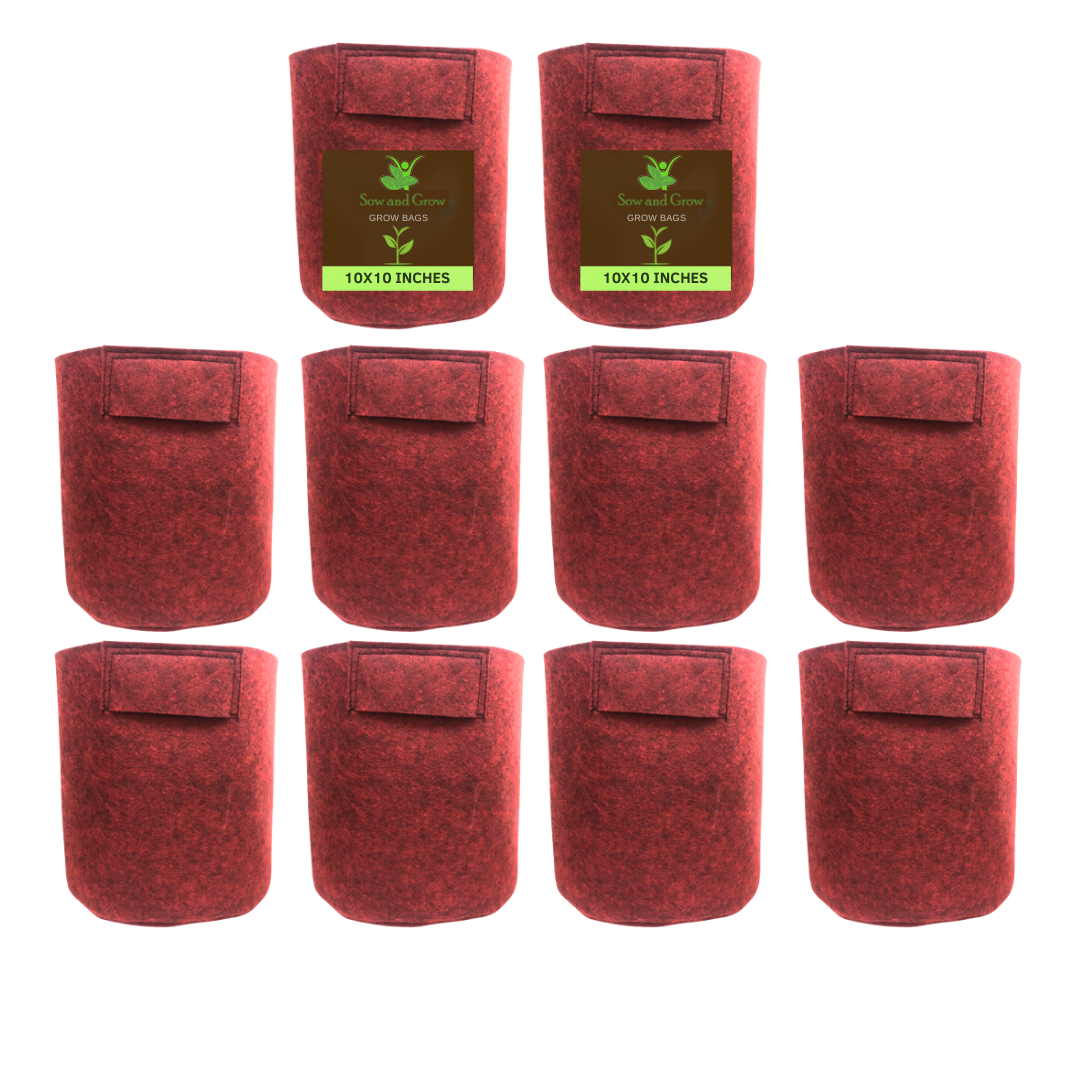 500 GSM Geo Fabric Grow Bag Size 10x10 inches || Heavy Duty For Terrace Garden - Grow Vegetables, Flowers, Herbs