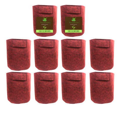 500 GSM Geo Fabric Grow Bag Size 10x10 inches || Heavy Duty For Terrace Garden - Grow Vegetables, Flowers, Herbs