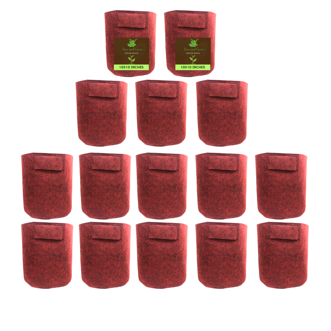 500 GSM Geo Fabric Grow Bag Size 10x10 inches || Heavy Duty For Terrace Garden - Grow Vegetables, Flowers, Herbs