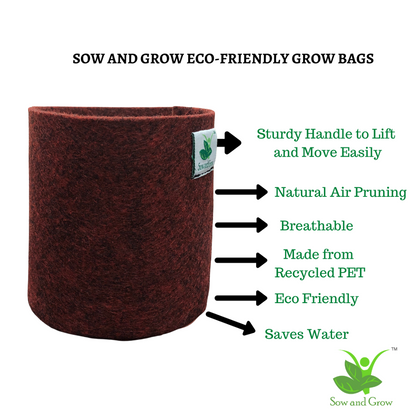 400  GSM Geo Fabric Grow Bag Size 8x8 inches || Heavy Duty 500 GSM || For Plants, Flowers