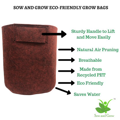 400 GSM Geo Fabric Grow Bag Size 14x12 || Heavy Duty For Terrace Garden - Grow Vegetables, Flowers, Herbs