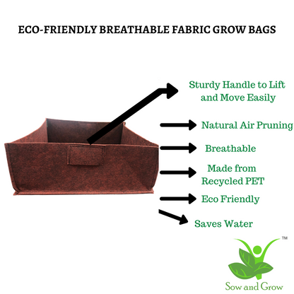 400 GSM Geo Fabric Grow Bags Size 12x12x6 inches || Heavy Duty for Home, Terrace, Garden - Grow Microgreens, Herbs, Leafy Vegetables