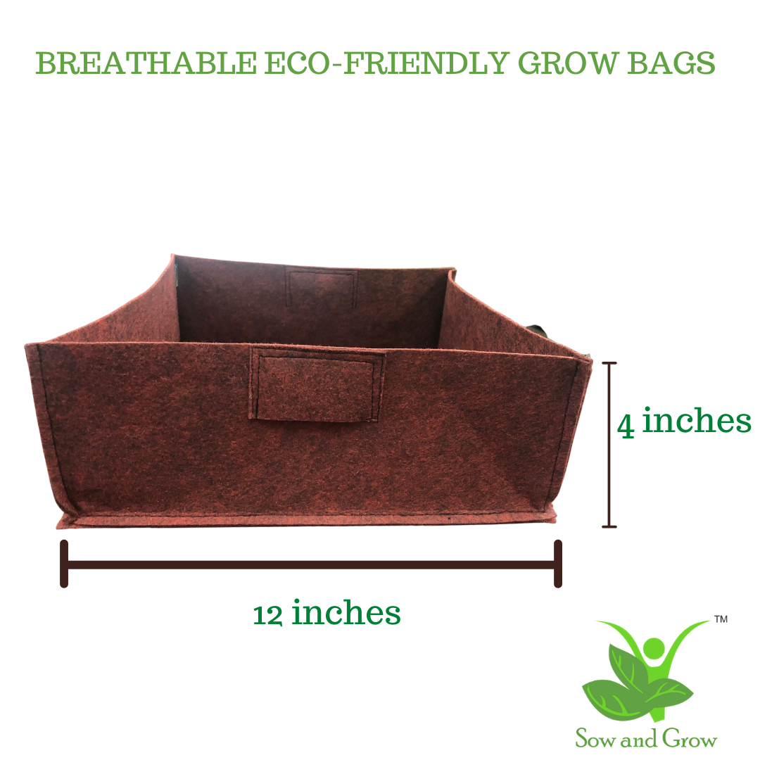 400 GSM Geo Fabric Grow Bags Size 12x12x6 inches || Heavy Duty for Home, Terrace, Garden - Grow Microgreens, Herbs, Leafy Vegetables