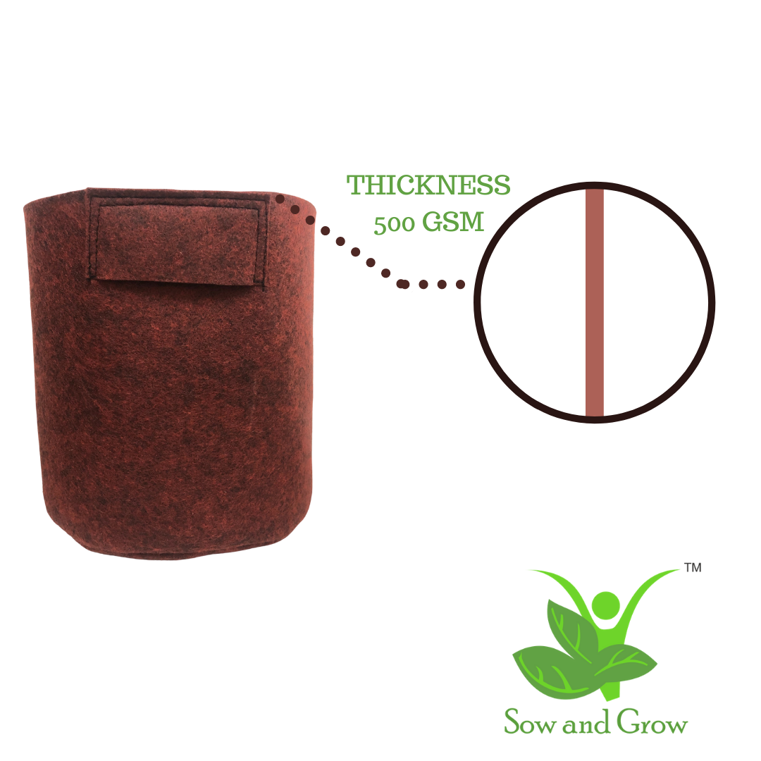 400 GSM Geo Fabric Grow Bag Size 15x15 inches || Heavy Duty For Terrace Garden - Grow Vegetables, Flowers, Herbs