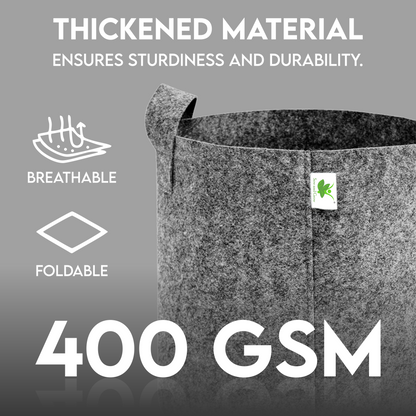 Light Grey 400 GSM Geo Fabric Grow Bag Size 18x18 inches