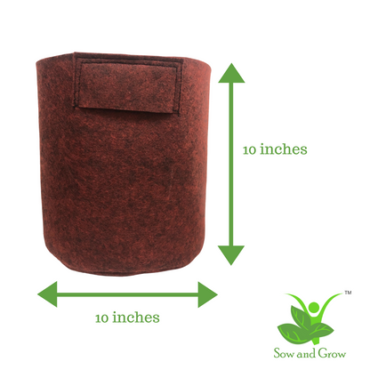 500 GSM Geo Fabric Grow Bag Size 10x10 inches || Heavy Duty For Terrace Garden - Grow Vegetables, Flowers, Herbs