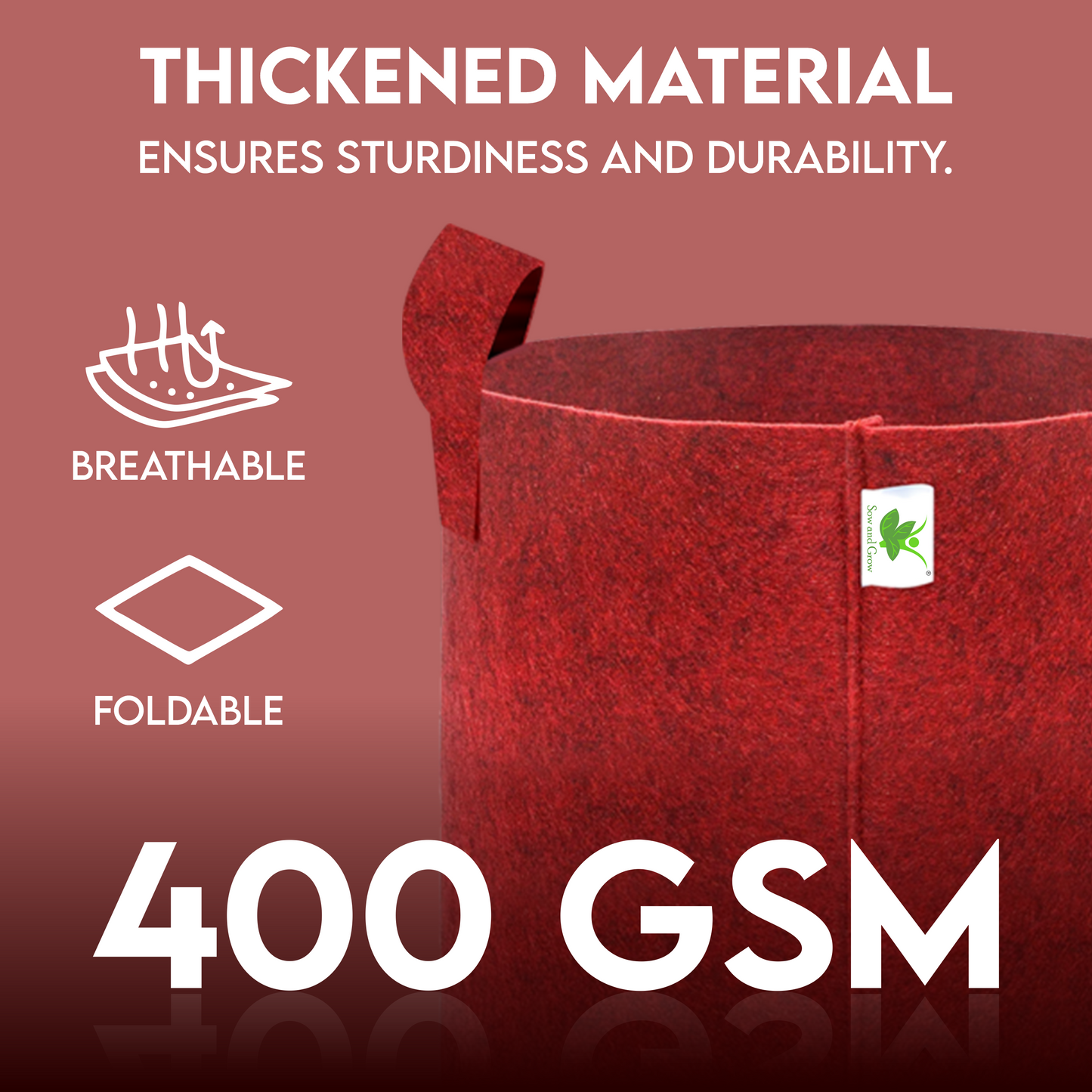 400 GSM Geo Fabric Grow Bag Size 10x10 inches